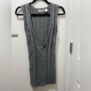 Energie Gray V-Neck Cable Knit Sweater